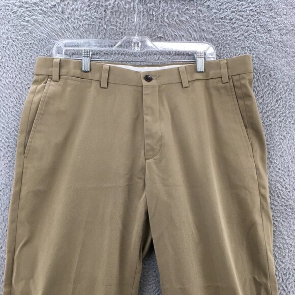 Eddie Bauer Chino Pants Mens 36 Beige Cotton Mid Rise Flat Front Zip Fly Casual - Picture 2 of 12